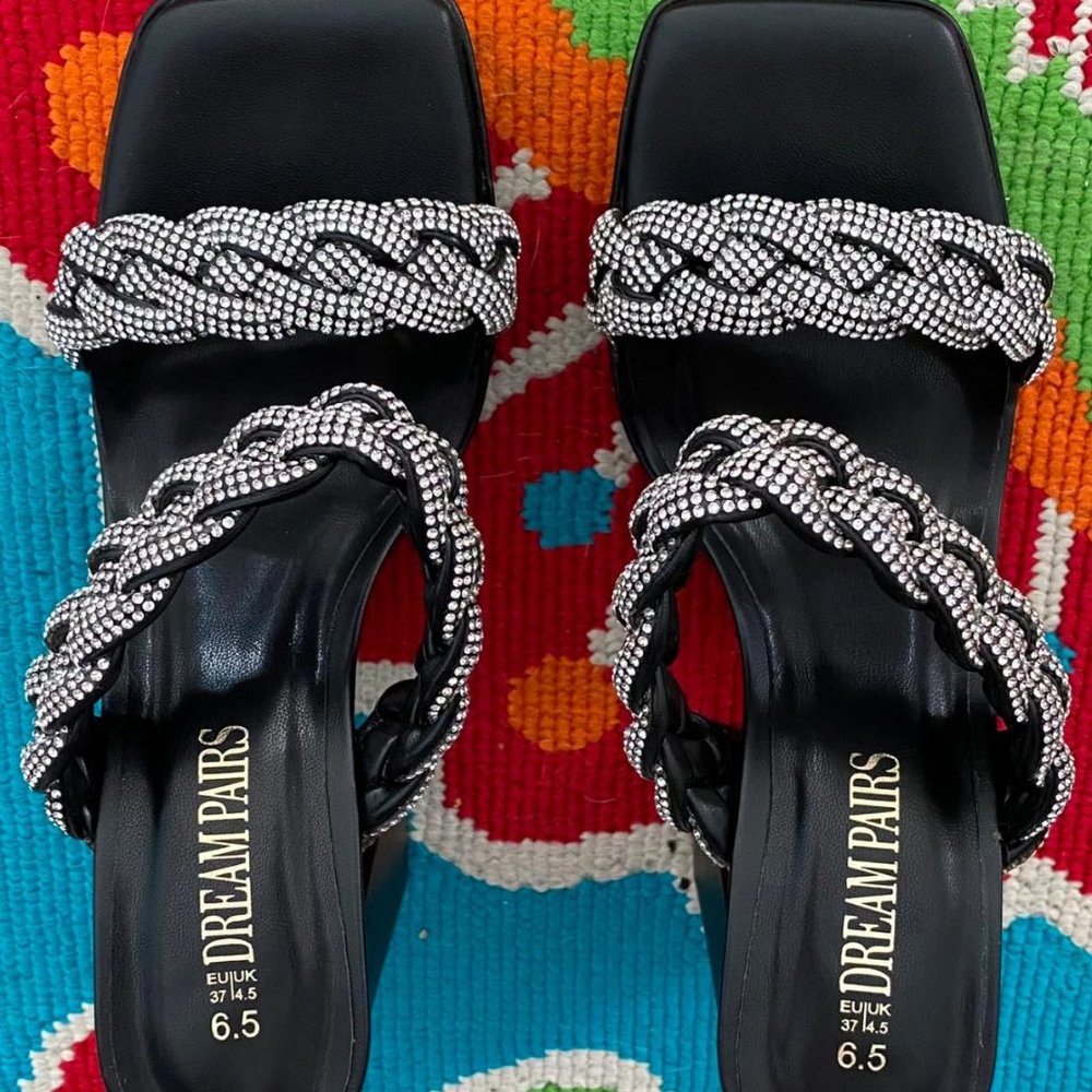 Open Square Toe Block Platform Heels - image 2